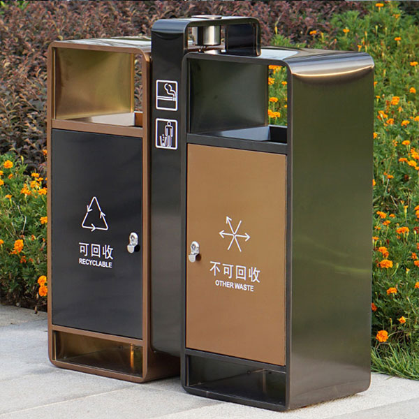 不锈钢垃圾桶 不锈钢电镀分类桶 商业分类果皮桶