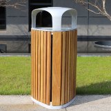高端地产铝架果皮桶 钢木景观果皮桶 商业垃圾桶